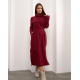 Бордовое ангоровое платье-гольф с боковыми разрезами