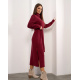 Бордовое ангоровое платье-гольф с боковыми разрезами