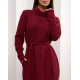 Бордовое ангоровое платье-гольф с боковыми разрезами