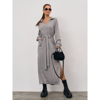 Ангоровое серое платье с накладными карманами