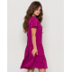 Фиолетовое расклешенное платье с воланами и рюшами