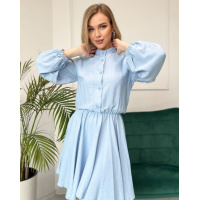 Голубое хлопковое платье с юбкой-солнцем