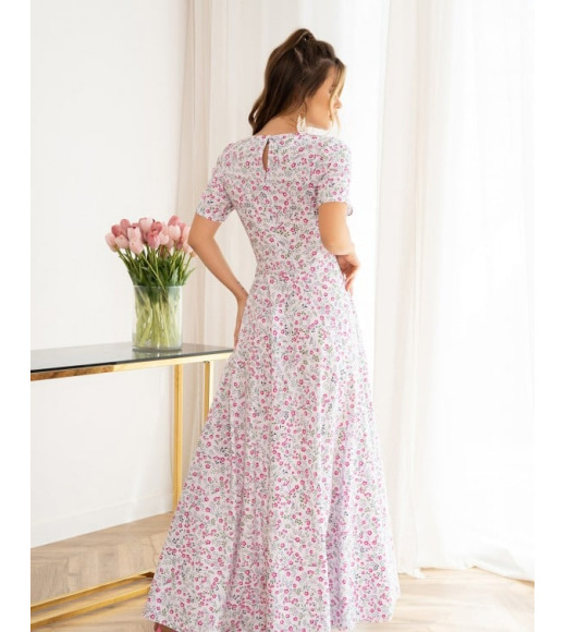 Квіткова довга сукня з класичним кроєм