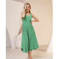 Зеленое нарядное платье на бретельках