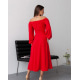 Красное ретро платье с разрезом