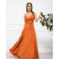 Терракотовый сарафан с кроем на запах