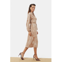 Бежевое льняное миди платье на запах Seventeen 2280.6380