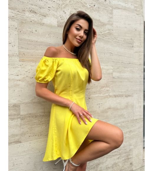Жовта бавовняна сукня з відкритими плечима