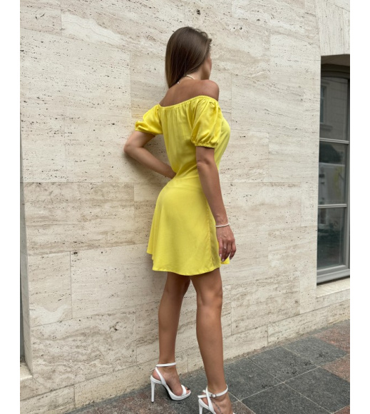 Жовта бавовняна сукня з відкритими плечима