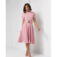 Розовое однотонное платье миди длины
