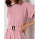 Розовое однотонное платье миди длины