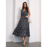 Черное хлопковое платье без рукавов