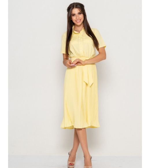 Жовта міді сукня з плісированою спідницею