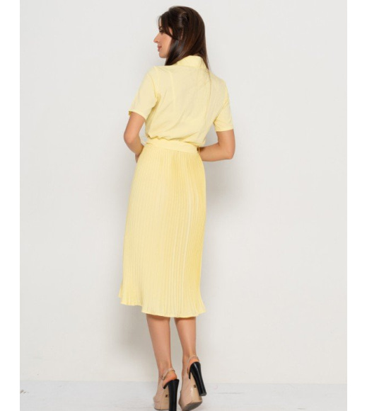 Жовта міді сукня з плісированою спідницею
