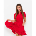 Червоне приталене плаття з воланом