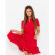 Красное приталенное платье с воланом