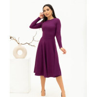 Бордовое классическое платье с расклешенным низом