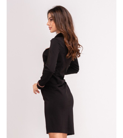 Чорно-коричнева облягаюча сукня з планкою