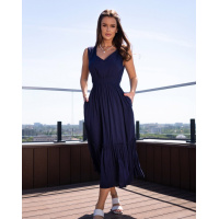 Темно-синее хлопковое платье с открытой спинкой