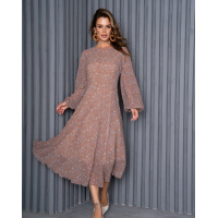 Коричневое классическое платье миди длины