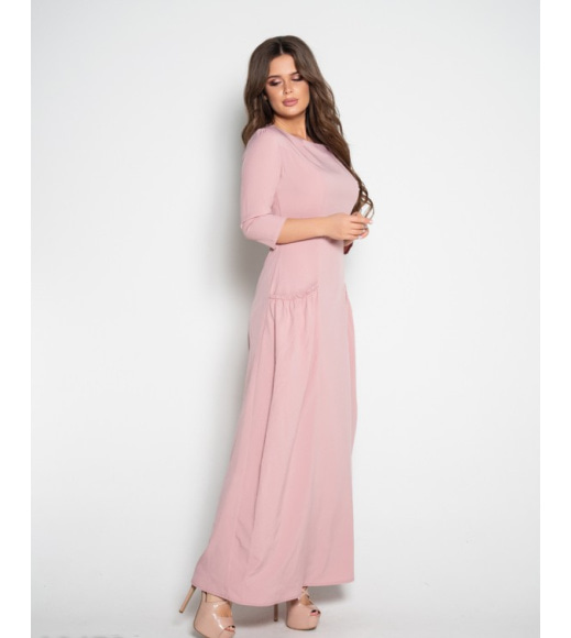 Рожеве плаття з рукавами 3/4 і кишенями