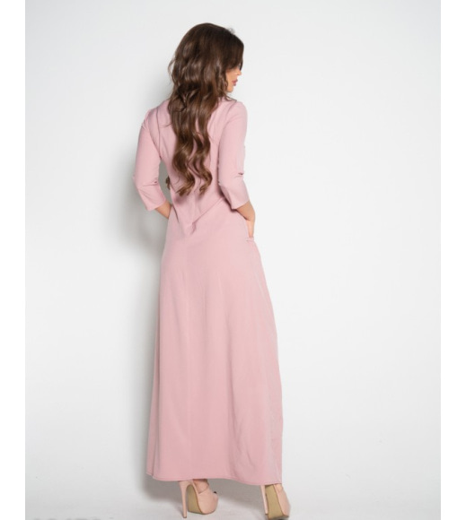Розовое платье с рукавами 3/4 и карманами