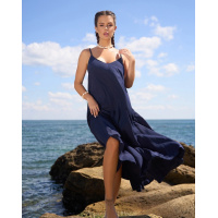 Платье-трапеция из синего хлопка