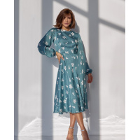 Оливковое шифоновое платье с цветочным принтом