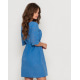 Синее коттоновое приталенное платье с перфорацией
