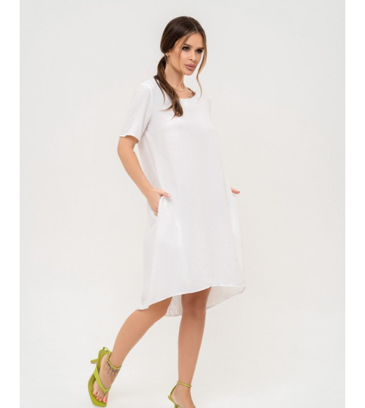 Біла асиметрична сукня-балон