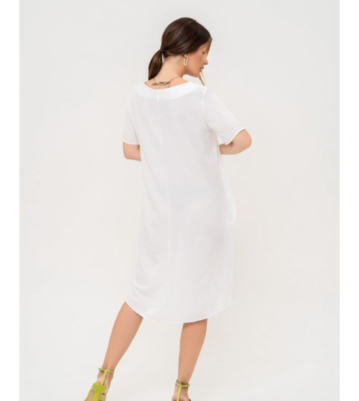 Белое асимметричное платье-баллон