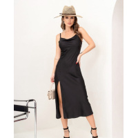 Черное шелковое платье-комбинация на бретельках