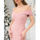 Рожева вечірня сукня-році з відкритими плечима