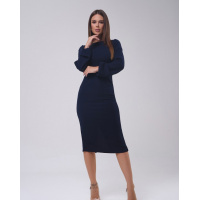 Темно-синее платье карандаш с длинными рукавами