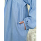 Голубое хлопковое платье с V-образной горловиной