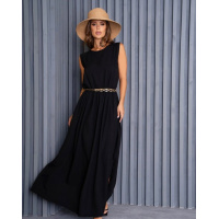 Черный макси сарафан с разрезом