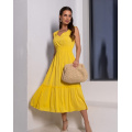 Жовта бавовняна сукня з відкритою спинкою