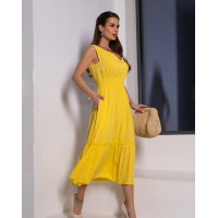 Жовта бавовняна сукня з відкритою спинкою