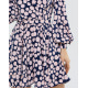 Сине-розовое короткое платье в горошек