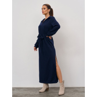 Ангоровое темно-синее платье с накладными карманами