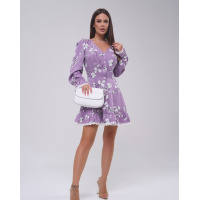 Сиреневое цветочное платье с кружевом и воланами