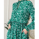 Зелена сукня з принтом та вирізом у горловини