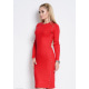 Червона сукня з фактурного ангорового трикотажу з заклепками