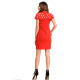 Красное облегающее платье с верхом оформленным переплетами