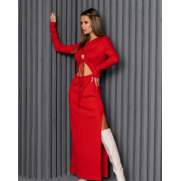 Червона трикотажна сукня з вирізами