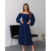 Темно-синее ретро платье с разрезом