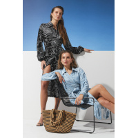 Черное льняное миди платье на запах Seventeen 2280.6381