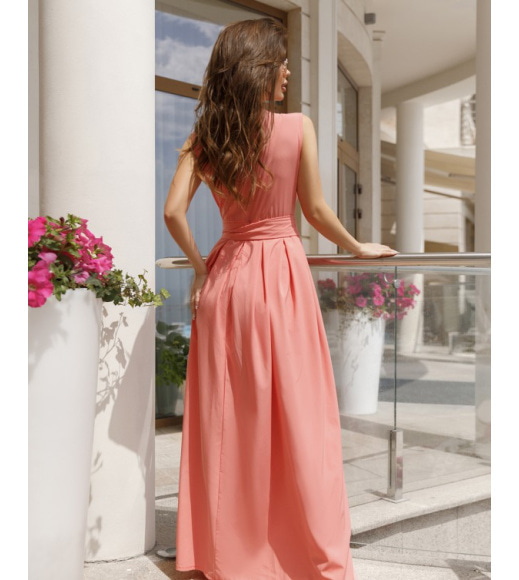 Рожеве плаття-халат з довжиною в підлогу