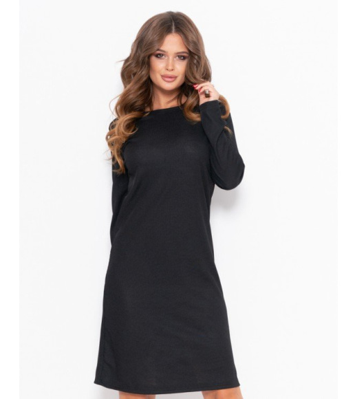 Черное тонкое эластичное прямое платье