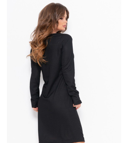 Черное тонкое эластичное прямое платье